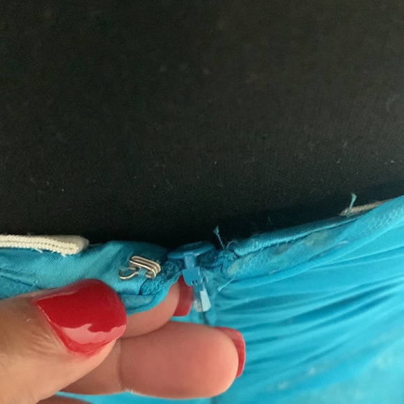 Lafemme Paris Prom Dress Strapless Aqua with Gold Gems size 8 - Picture 5 of 12